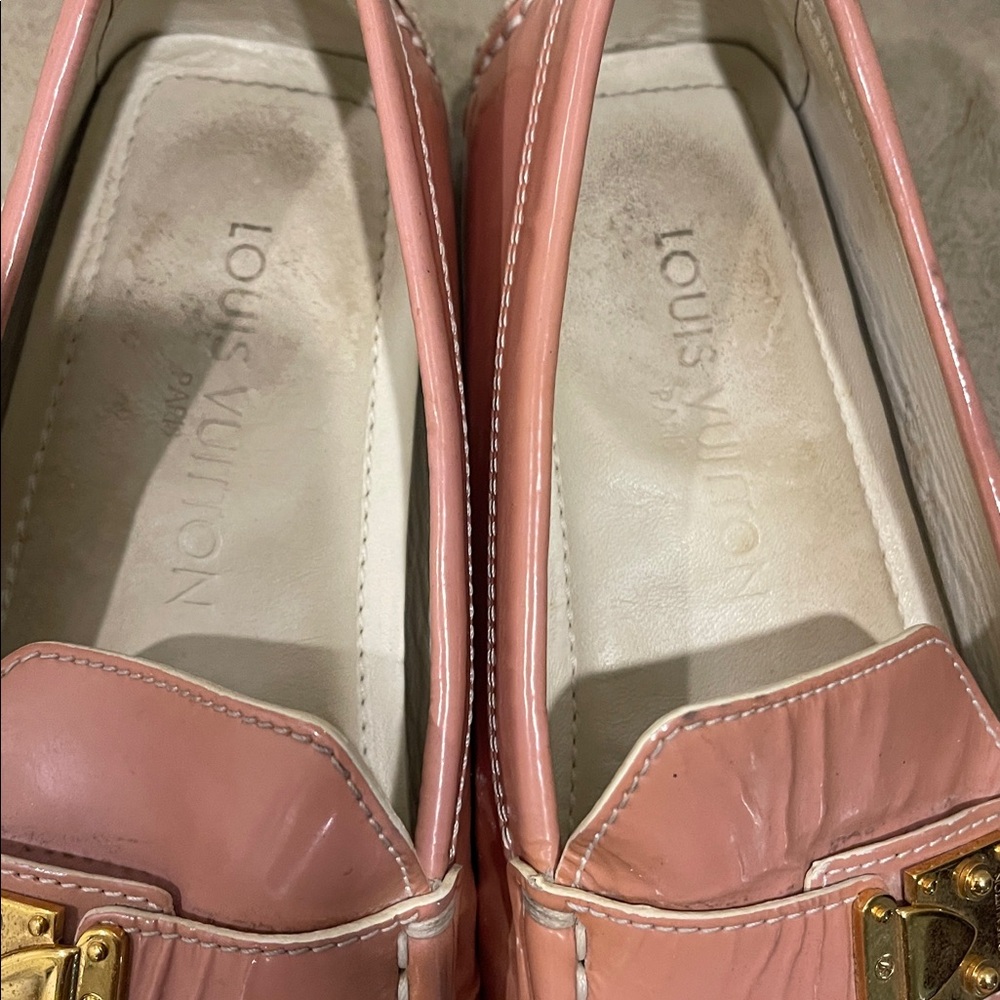 Louis Vuitton Pink Patent Leather Loafers with Gold Hardware - Picture 5 of 8